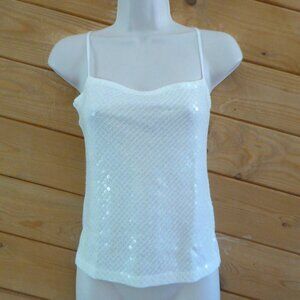 LA BREA Off White Knit Sequin Cami Sleeveless Stretchy Top S EUC